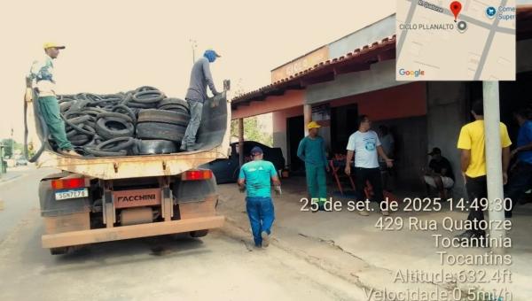 Prefeitura de Tocantínia realiza ação especial de coletas de pneus no combate ao mosquito da Dengue