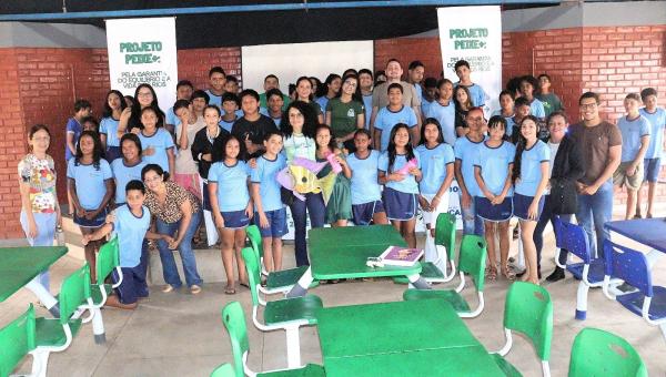 Secretaria Municipal de Meio Ambiente e Saneamento Básico e Naturatins por meio do Projeto Peixe + promovem educação ambiental em escola municipal de Tocantínia