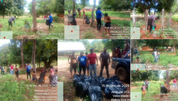 Tocantínia realiza mobilização com mutirão de limpeza na Aldeia Indígena Boa Esperança em parceria com a comunidade