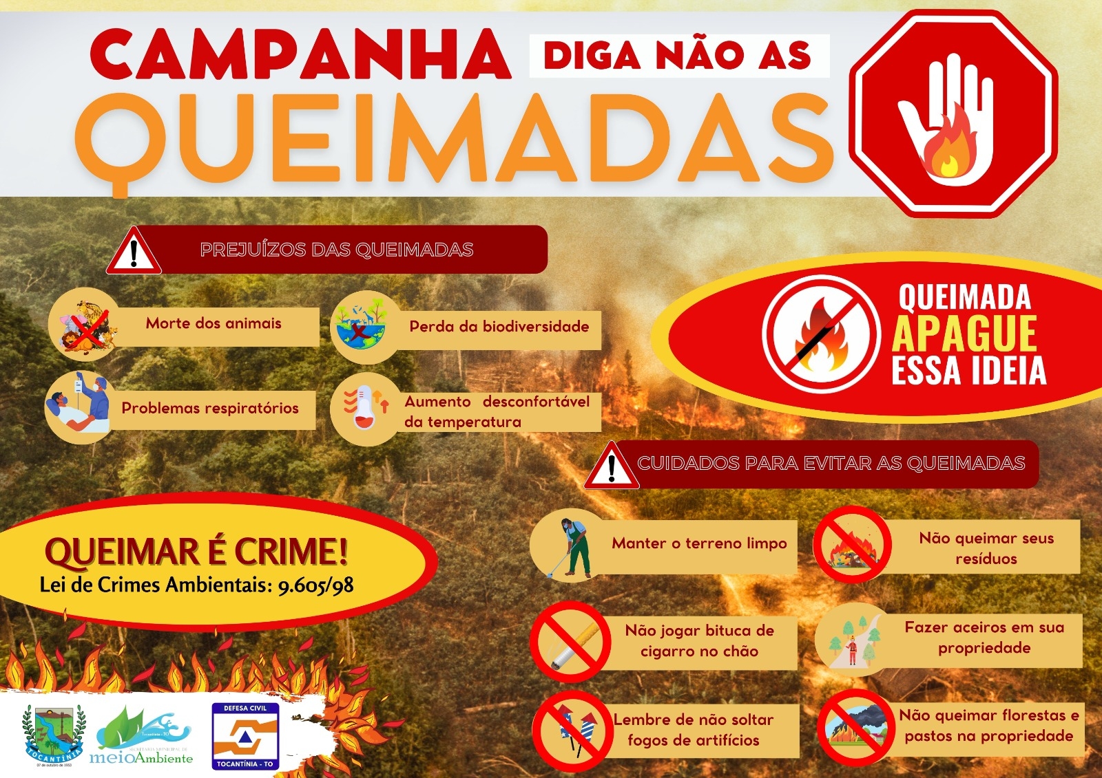 Prefeitura de Tocantínia lança campanha de diga não as queimadas
