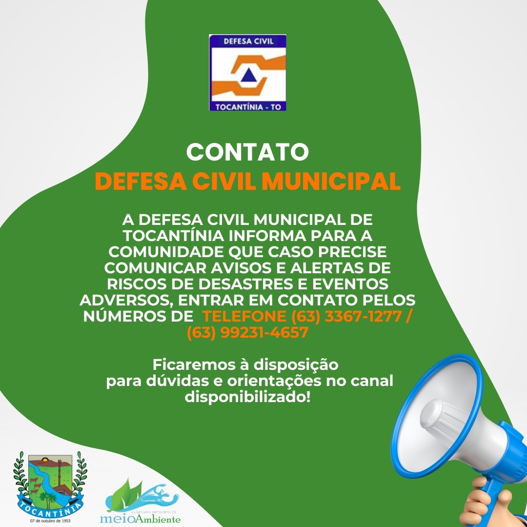 NÚMERO DA DEFESA CIVIL MUNICIPAL DE TOCANTÍNIA – TO