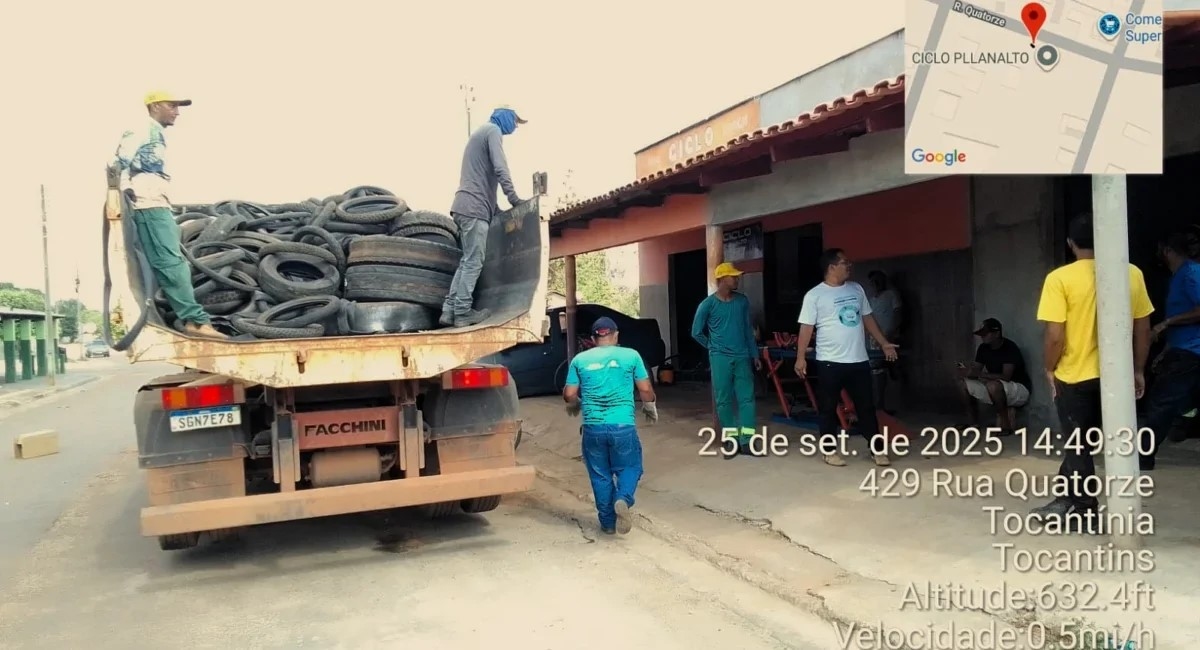 Prefeitura de Tocantínia realiza ação especial de coletas de pneus no combate ao mosquito da Dengue